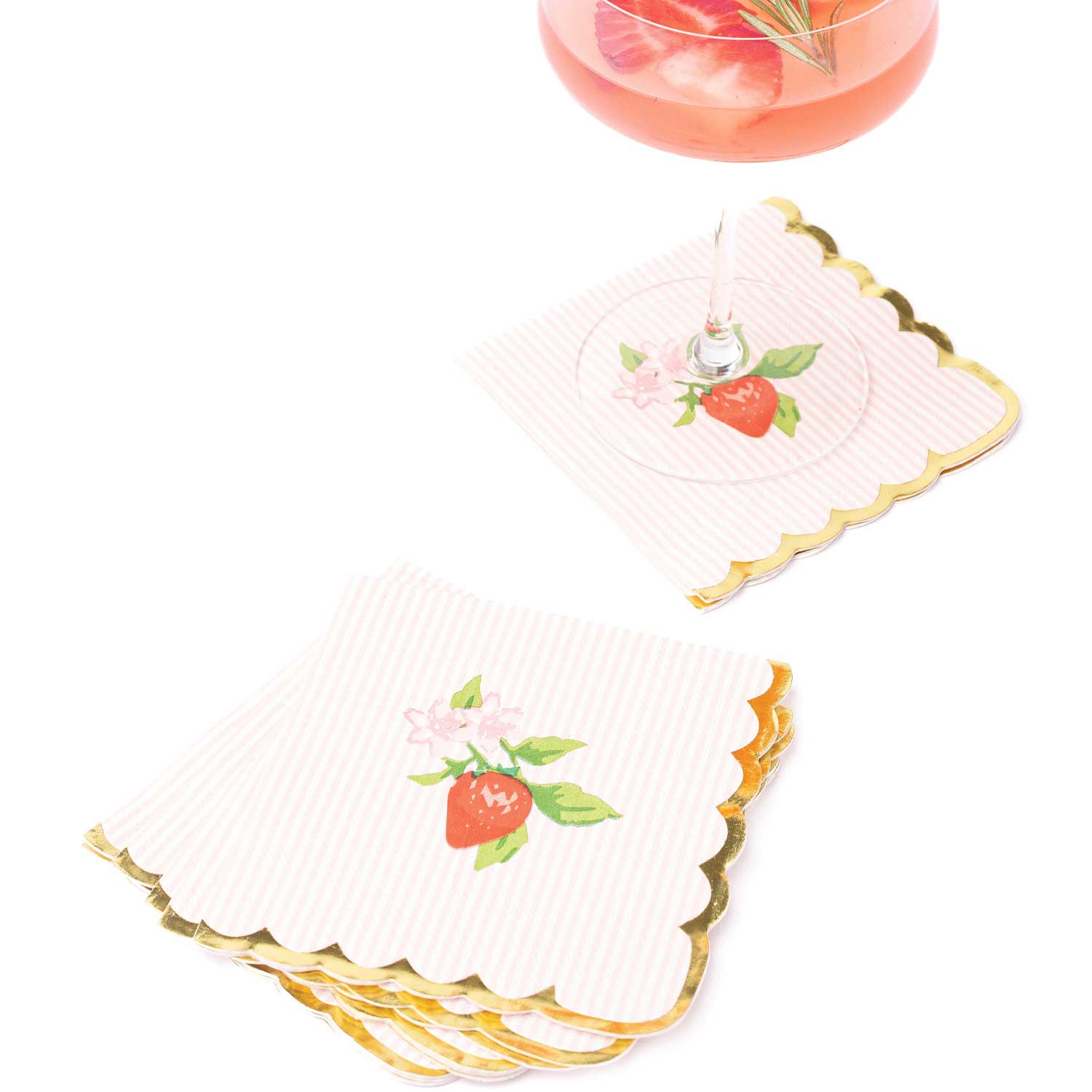 Botanical Berry Paper Beverage Napkin Packs