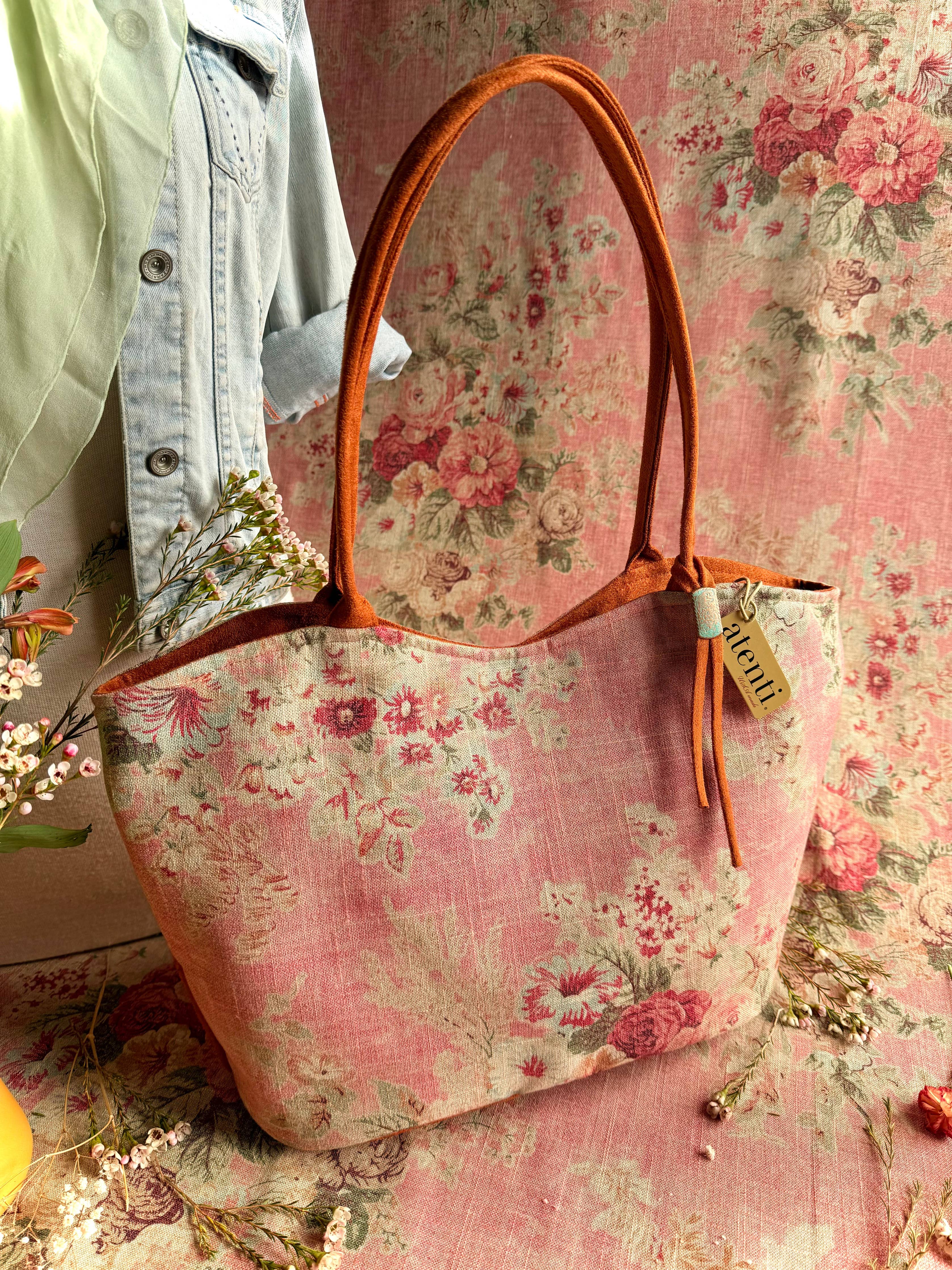 Rosewood Lolita, Atenti USA Handmade, Floral Shoulder Bag and Pouch Set