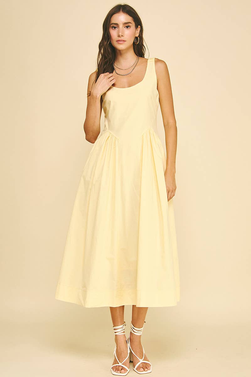 A-LINE POPLIN MIDI DRESS - 6933D