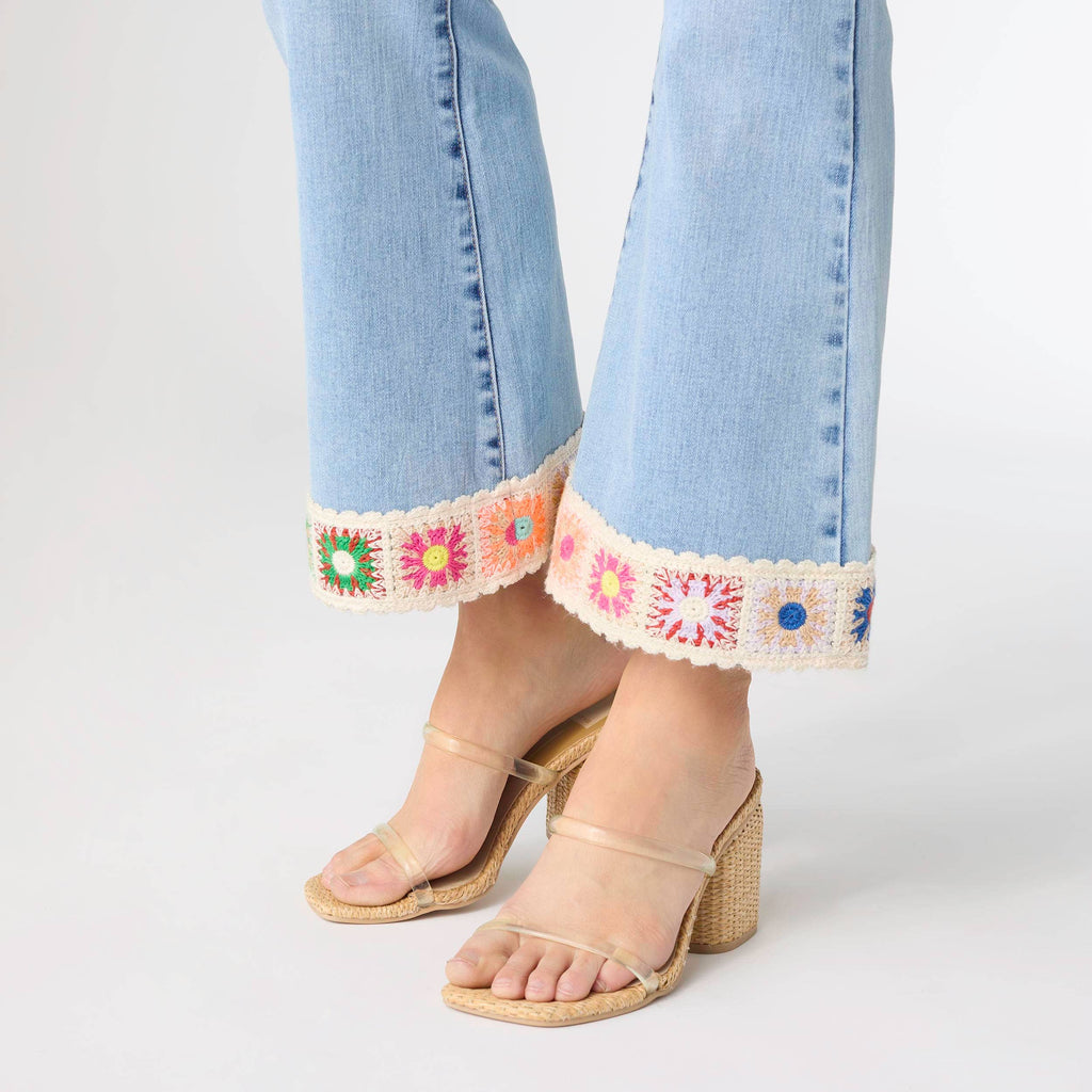 EverStretch Flare Crop with Crochet Floral Trim