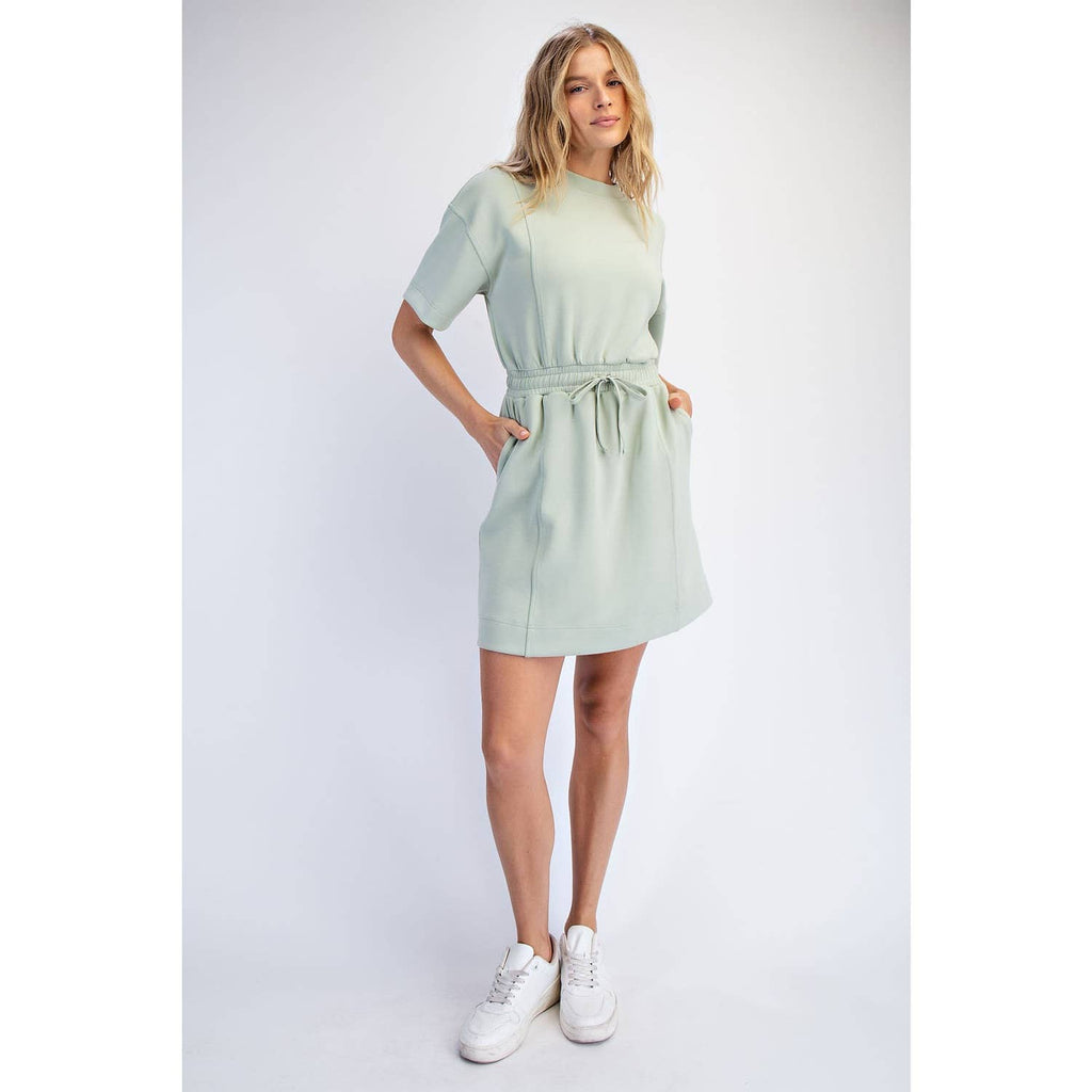 MODAL SCUBA LUXE SHORT SLEEVE MINI DRESS