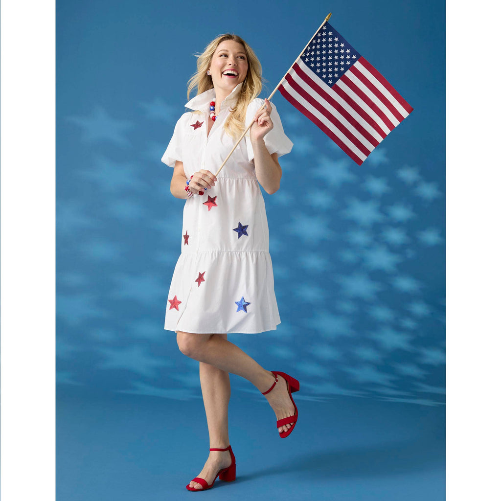 Aubrey Puff Sleeve Dress with Stars
