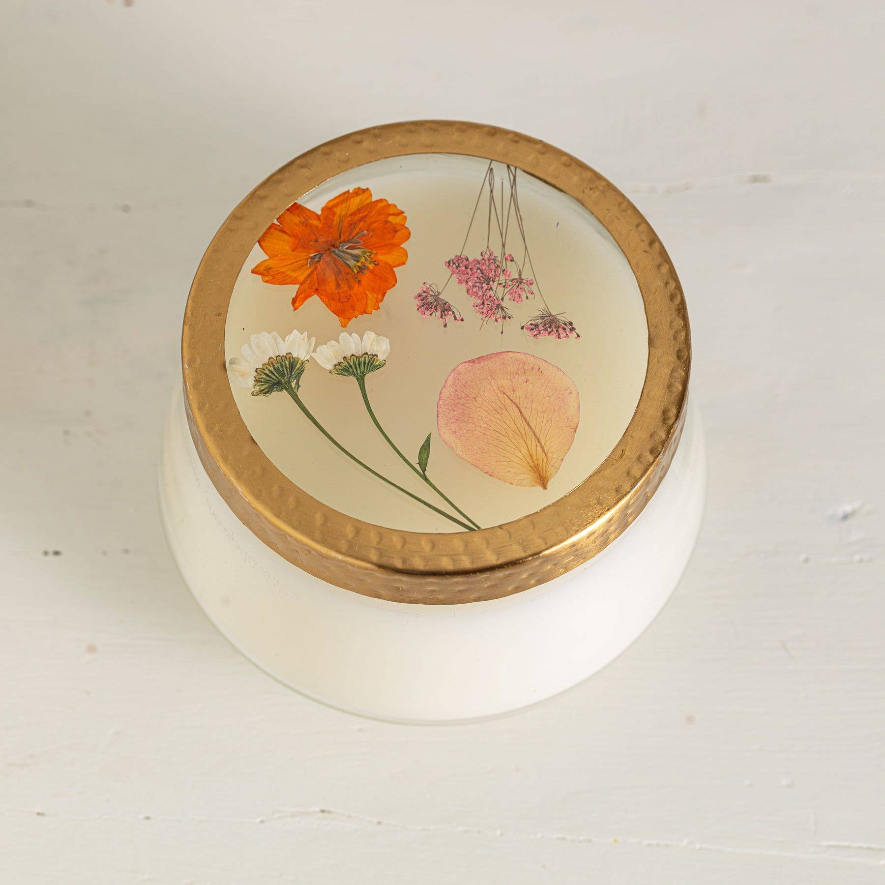 Signature Pressed Floral Candle - Apricot Rose