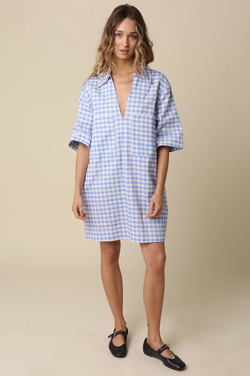 Tia Gingham Oversized Shirt Dress