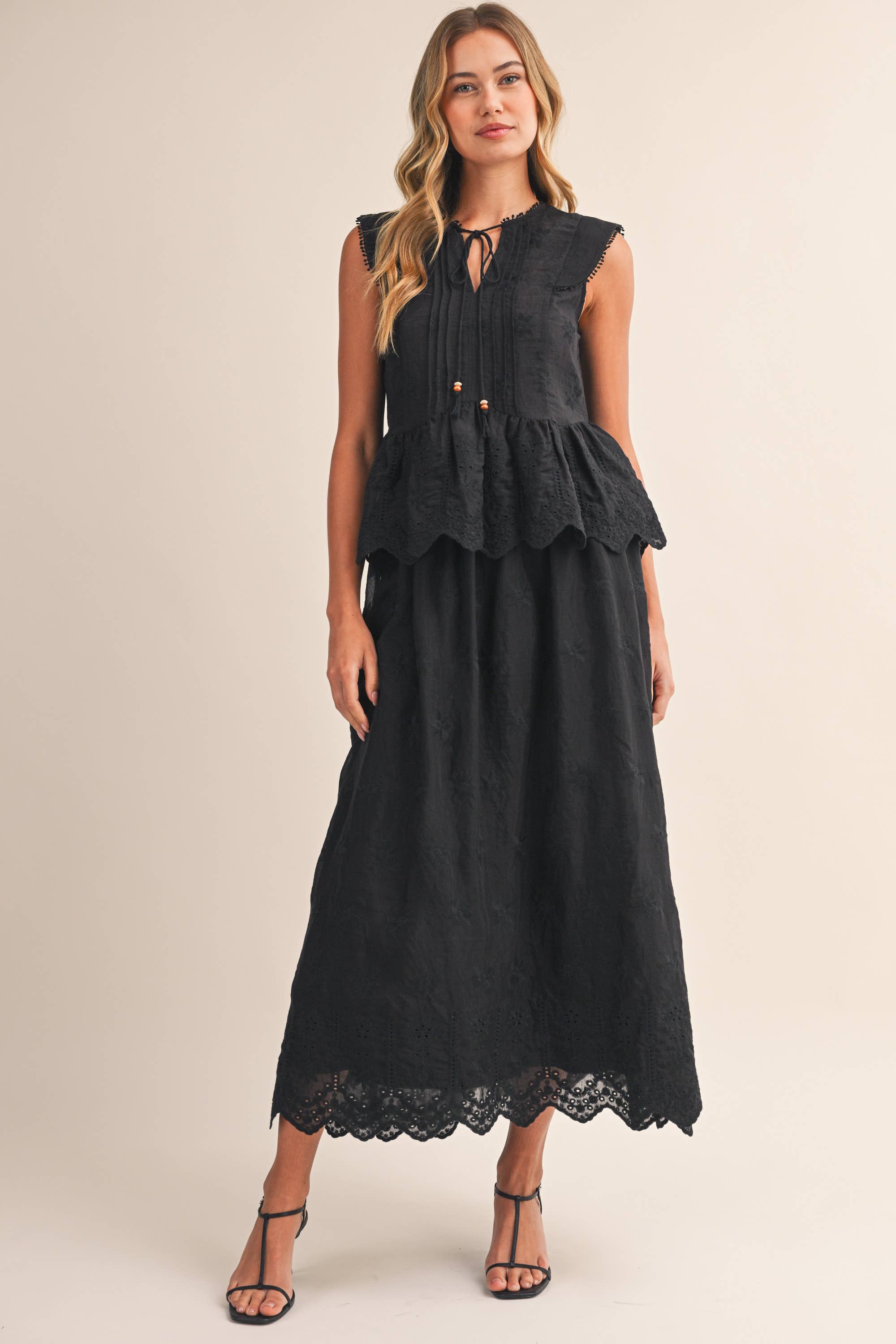 IST6153 EMBO  SCALLOP TOP AND SKIRTS SET