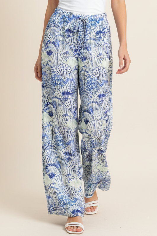 HIGH-WAISTED WIDE LEG SEASHELL PANTS - 4748BJ