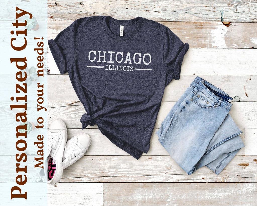Trendy Distressed Font City Tee - Custom City or Brand Print