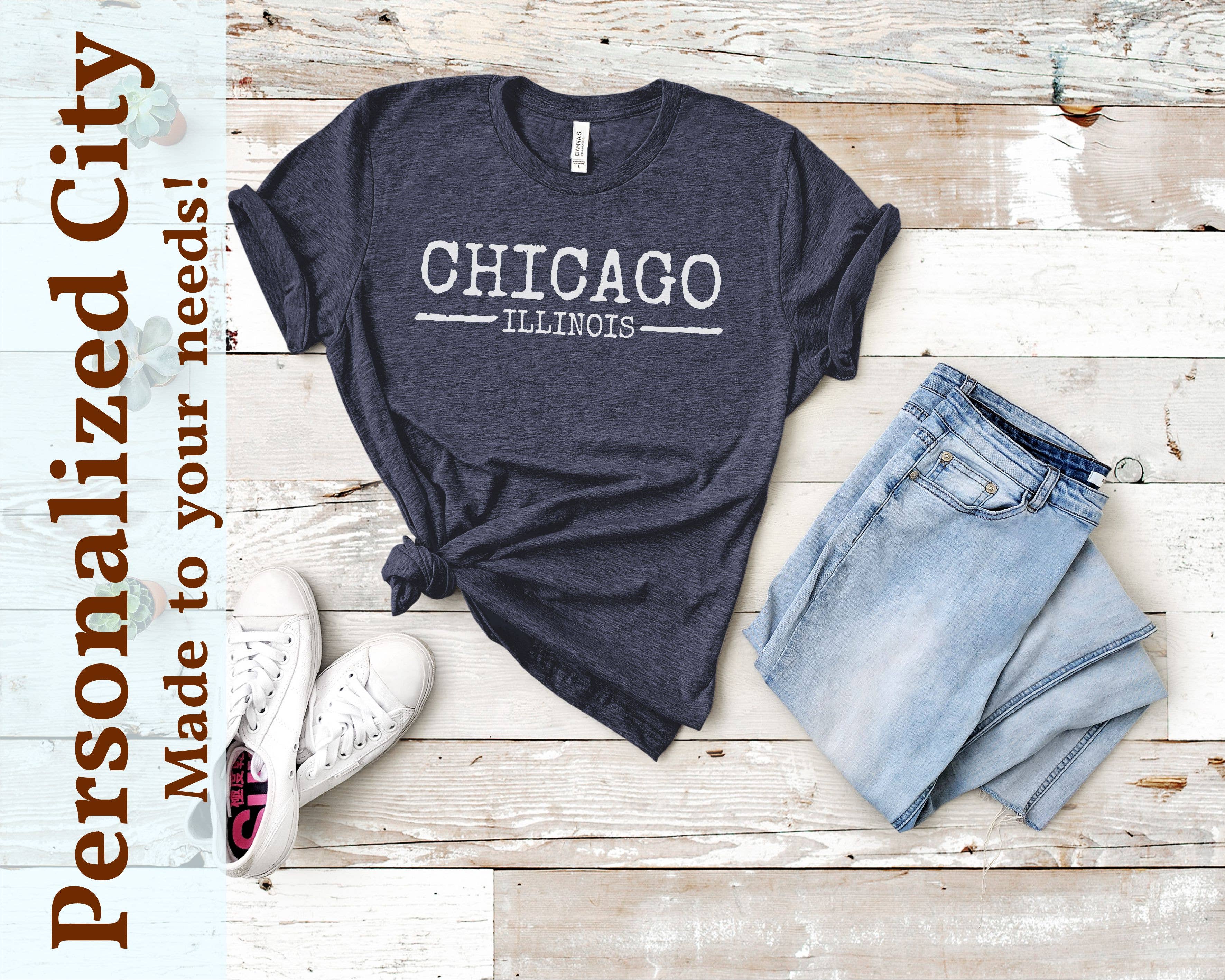Trendy Distressed Font City Tee - Custom City or Brand Print