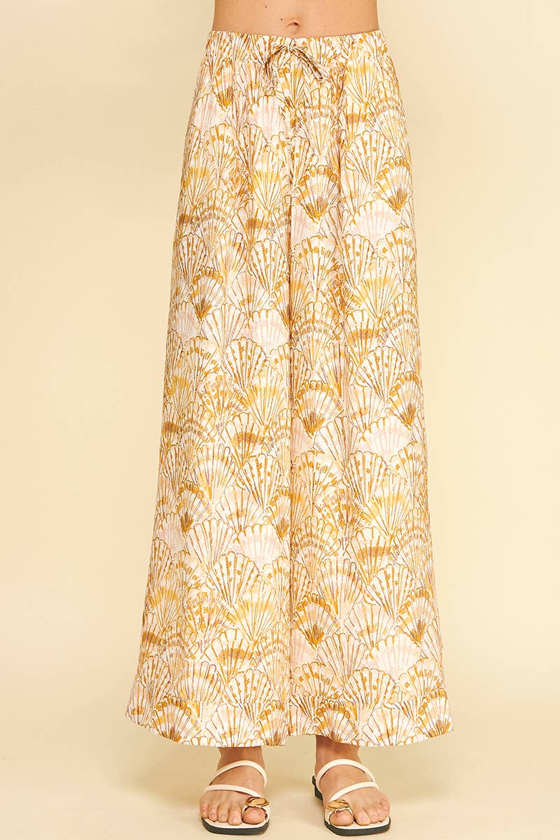 HIGH-WAISTED WIDE LEG SEASHELL PANTS - 4748BJ
