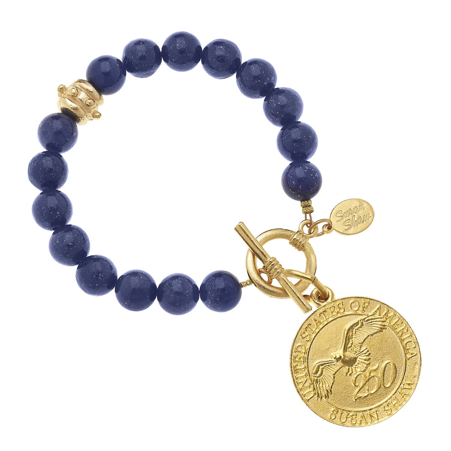 Gold USA 250 Coin on Lapis Bracelet