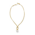 White Pebble Pearl Pendant on Gold Cord