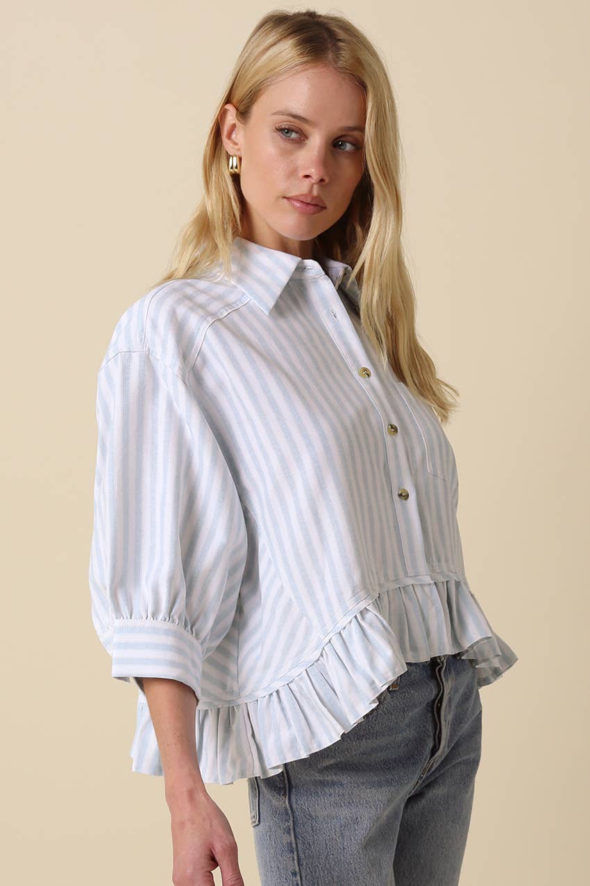 Mattie Striped Ruffle Hem Top