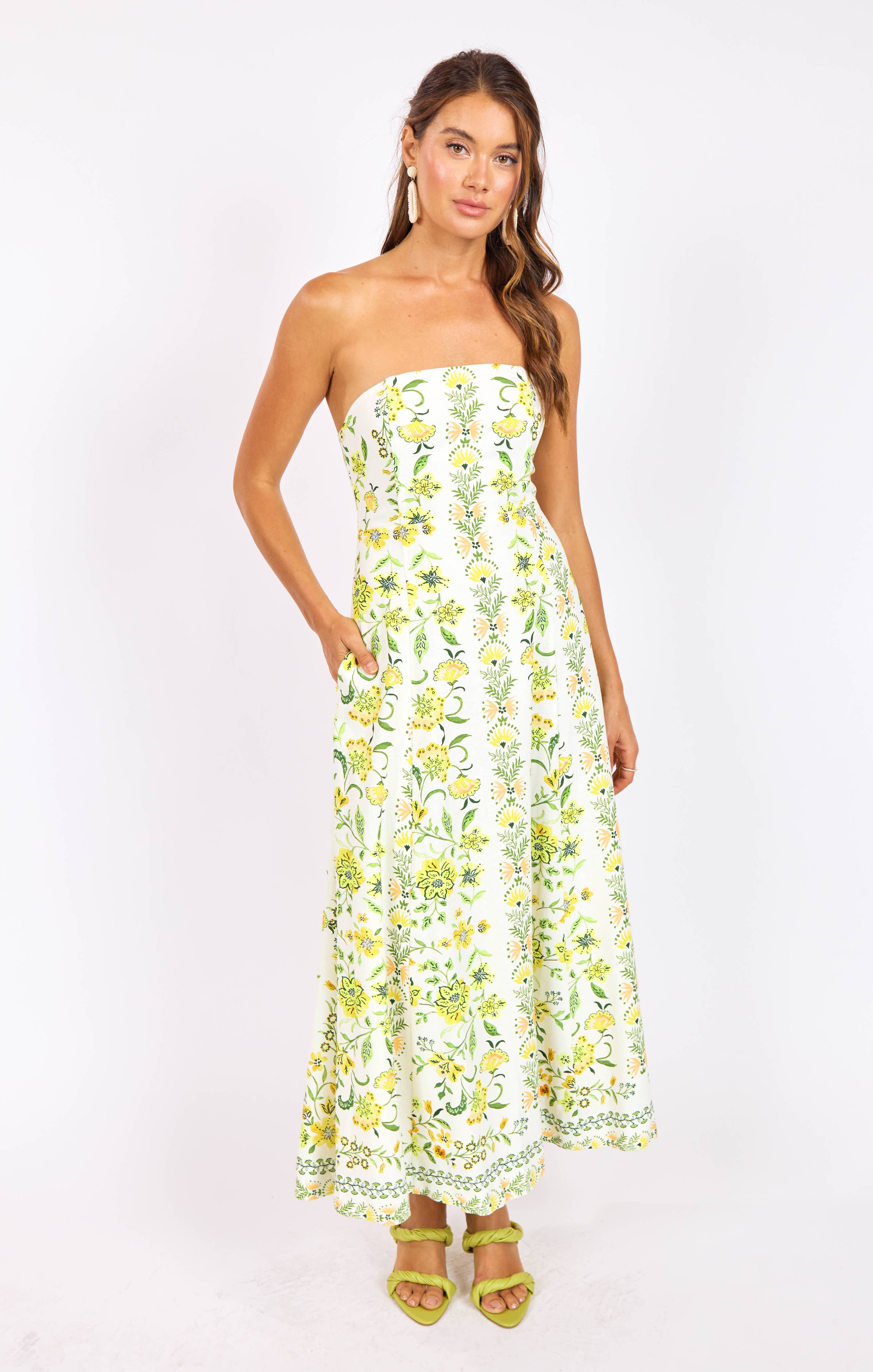 Dandelion Dreams Tube Maxi Dress:CITRON MULTI