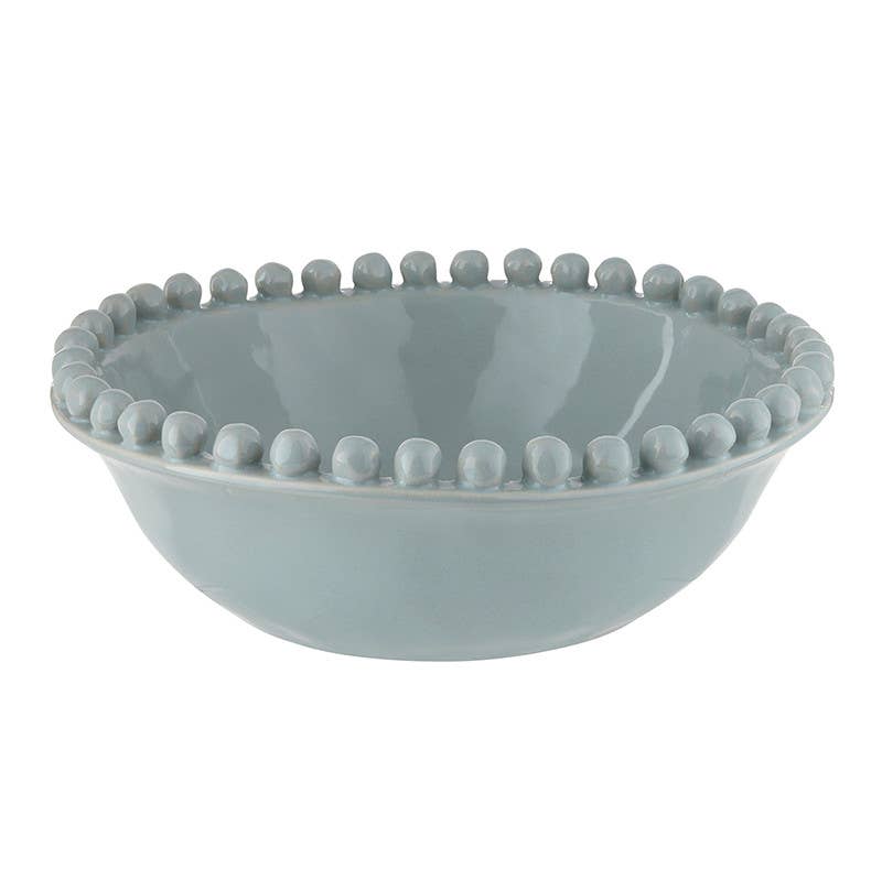 Ceramic Beaded Bowl - Large - Coastal Blue