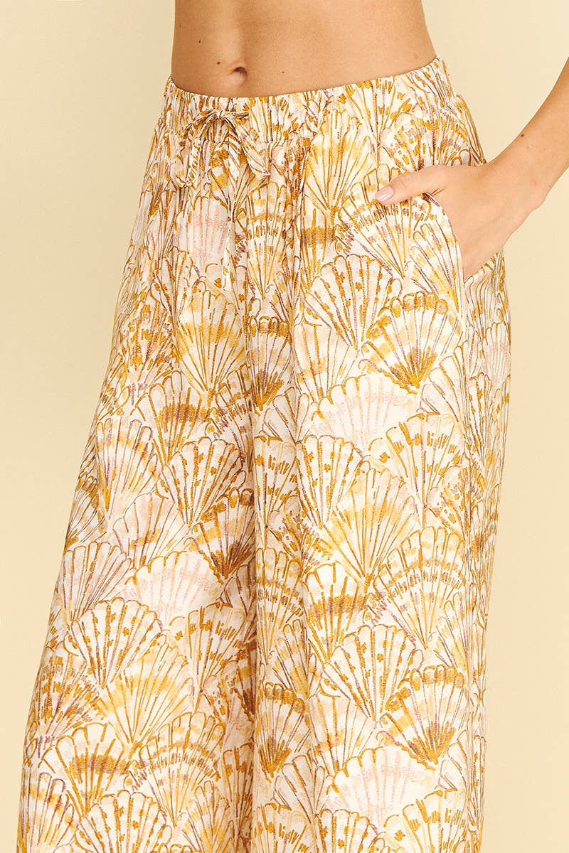 HIGH-WAISTED WIDE LEG SEASHELL PANTS - 4748BJ