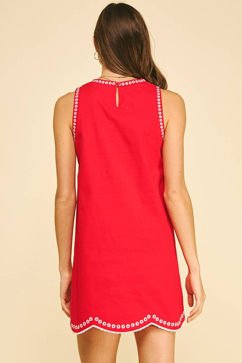 FLORAL EMBROIDERED MINI DRESS - 6545D