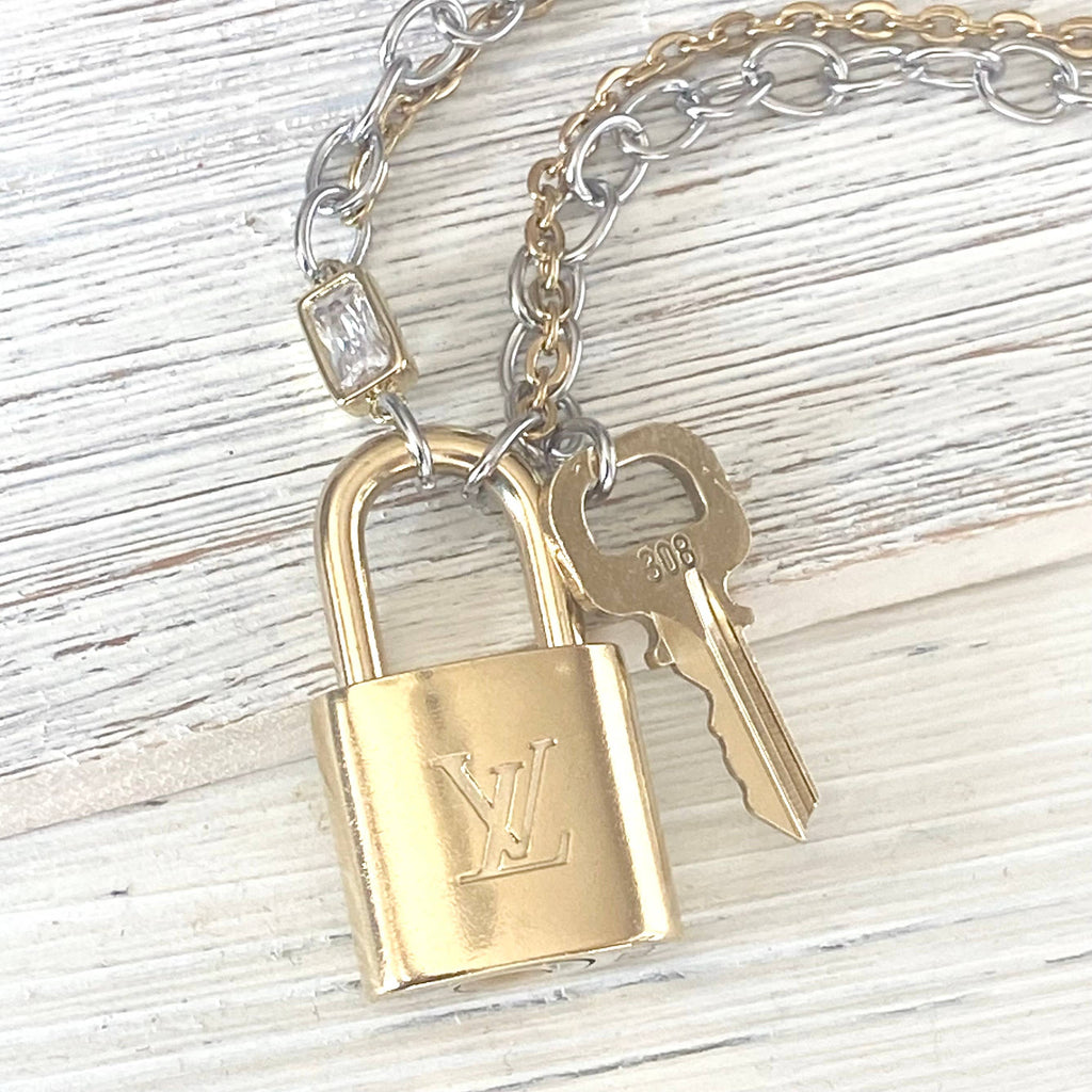 Louis Vuitton  lock necklace repurposed upcycled LV