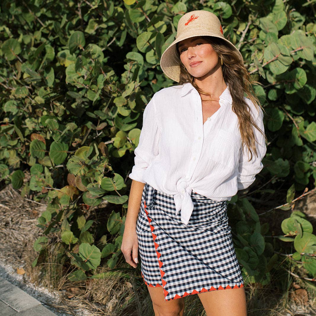 Navy Gingham Marina Sarong