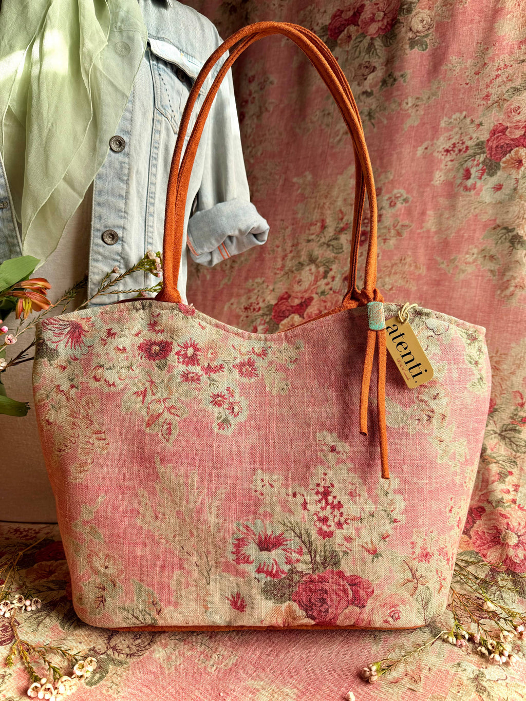 Rosewood Lolita, Atenti USA Handmade, Floral Shoulder Bag and Pouch Set