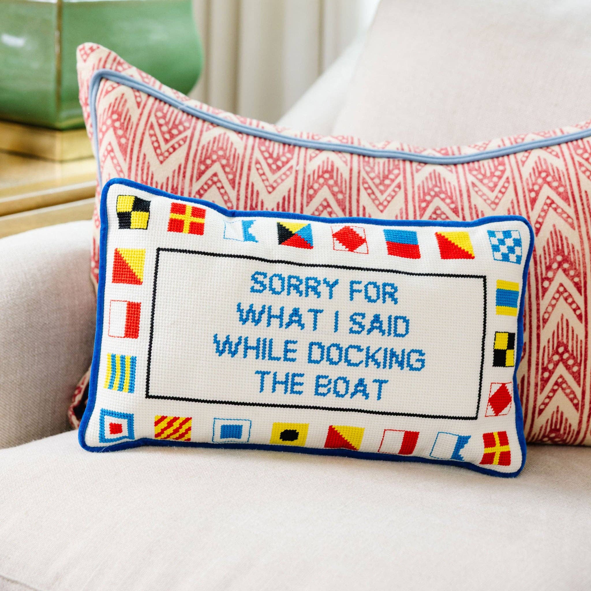 Docking The Boat Needlepoint Pillow