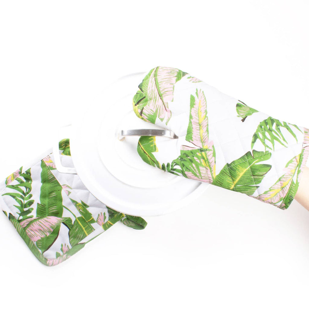 Natural Botanical Oven Mitt Set