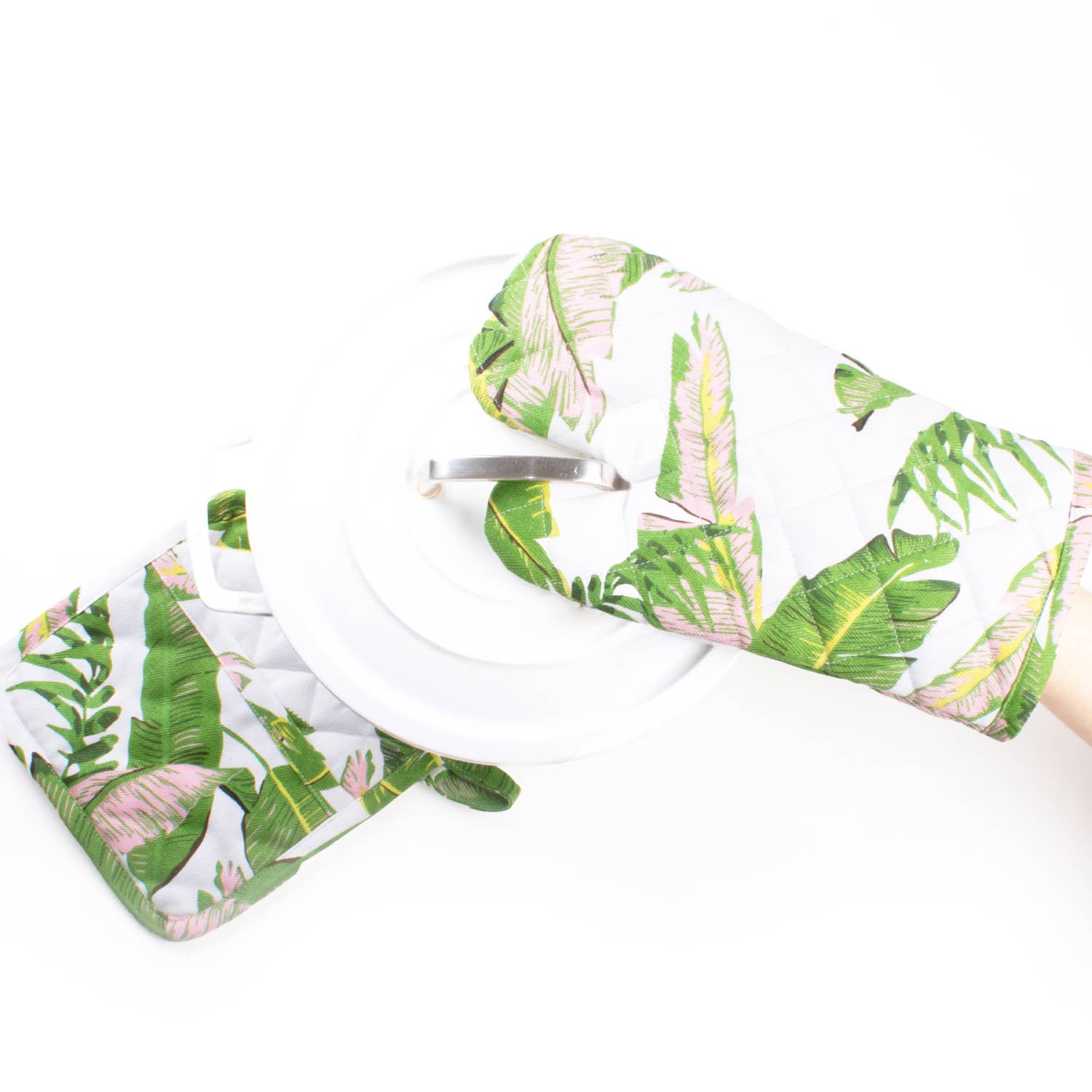 Natural Botanical Oven Mitt Set