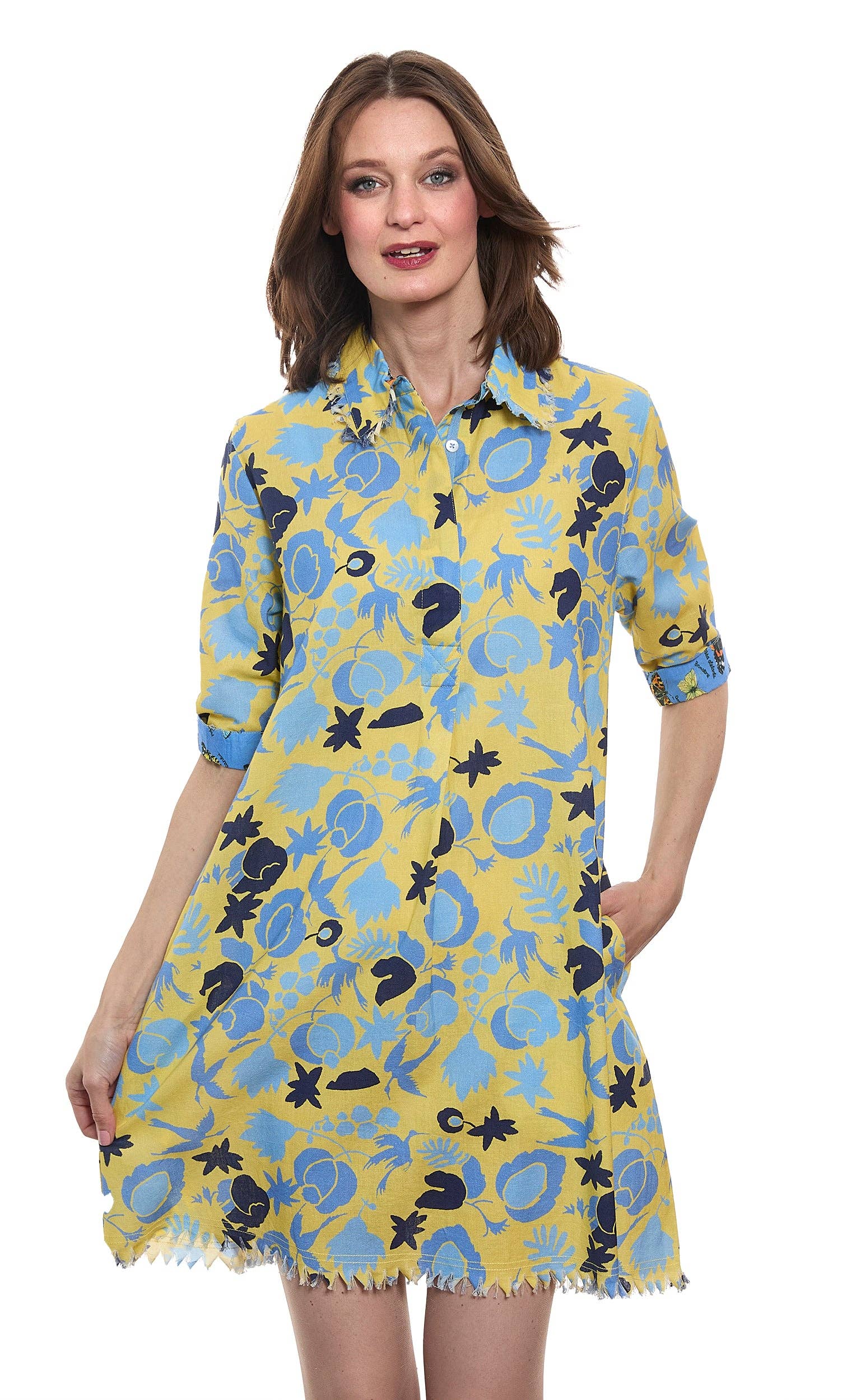 Chatham Dress Yellow Blue Floral
