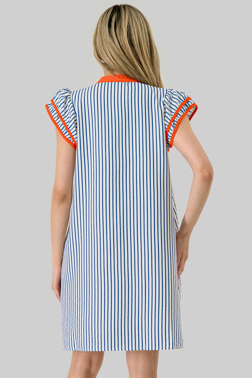 Mbd 9762 Blake Game Day Stripe Dress Blue /Orange