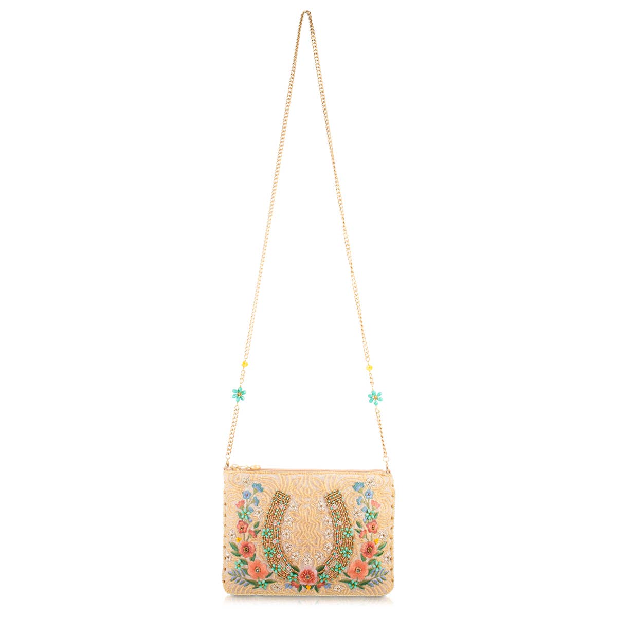 Iron Luck Beaded Horseshoe and Floral Crossbody Bag