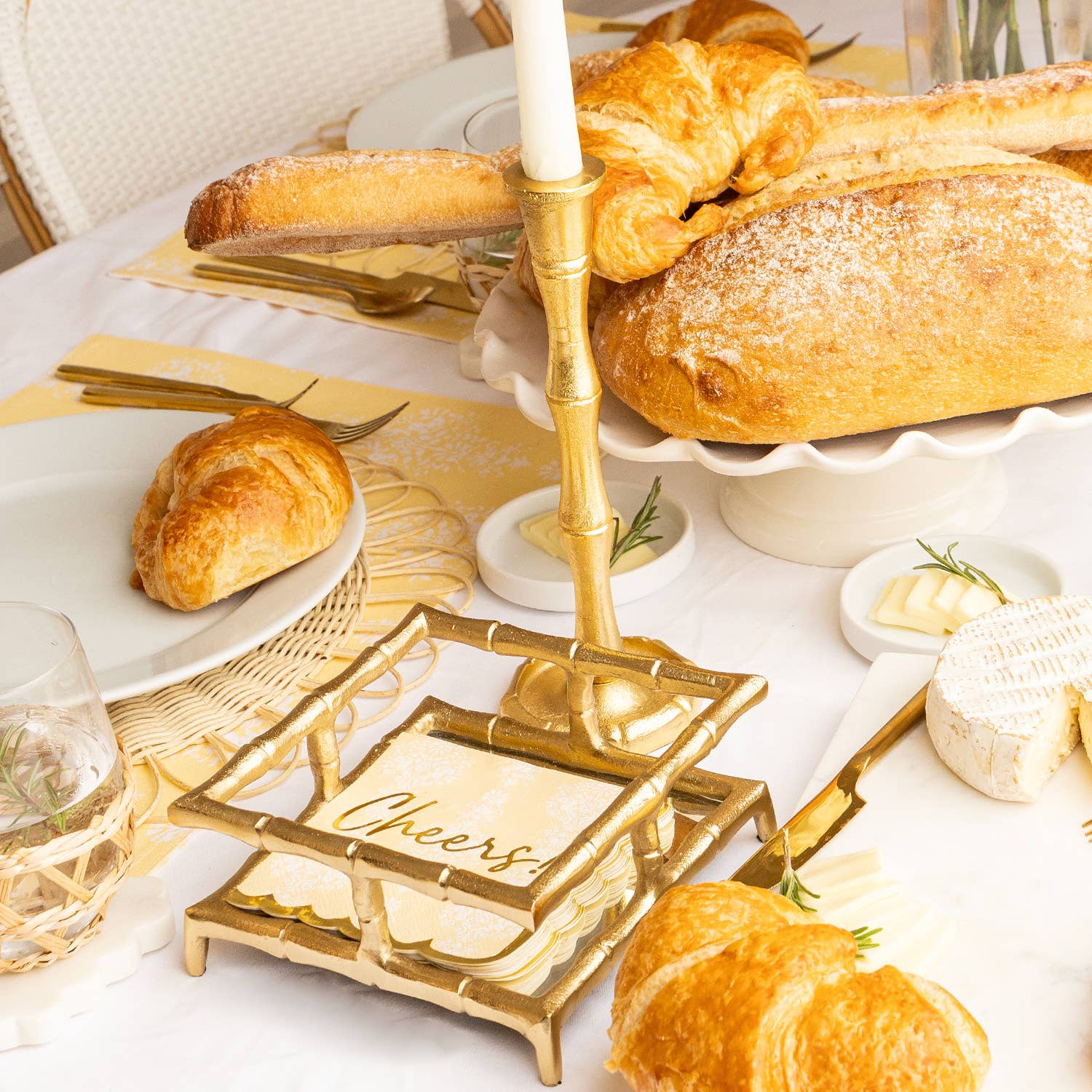 Golden Damask Paper Beverage Napkin Packs