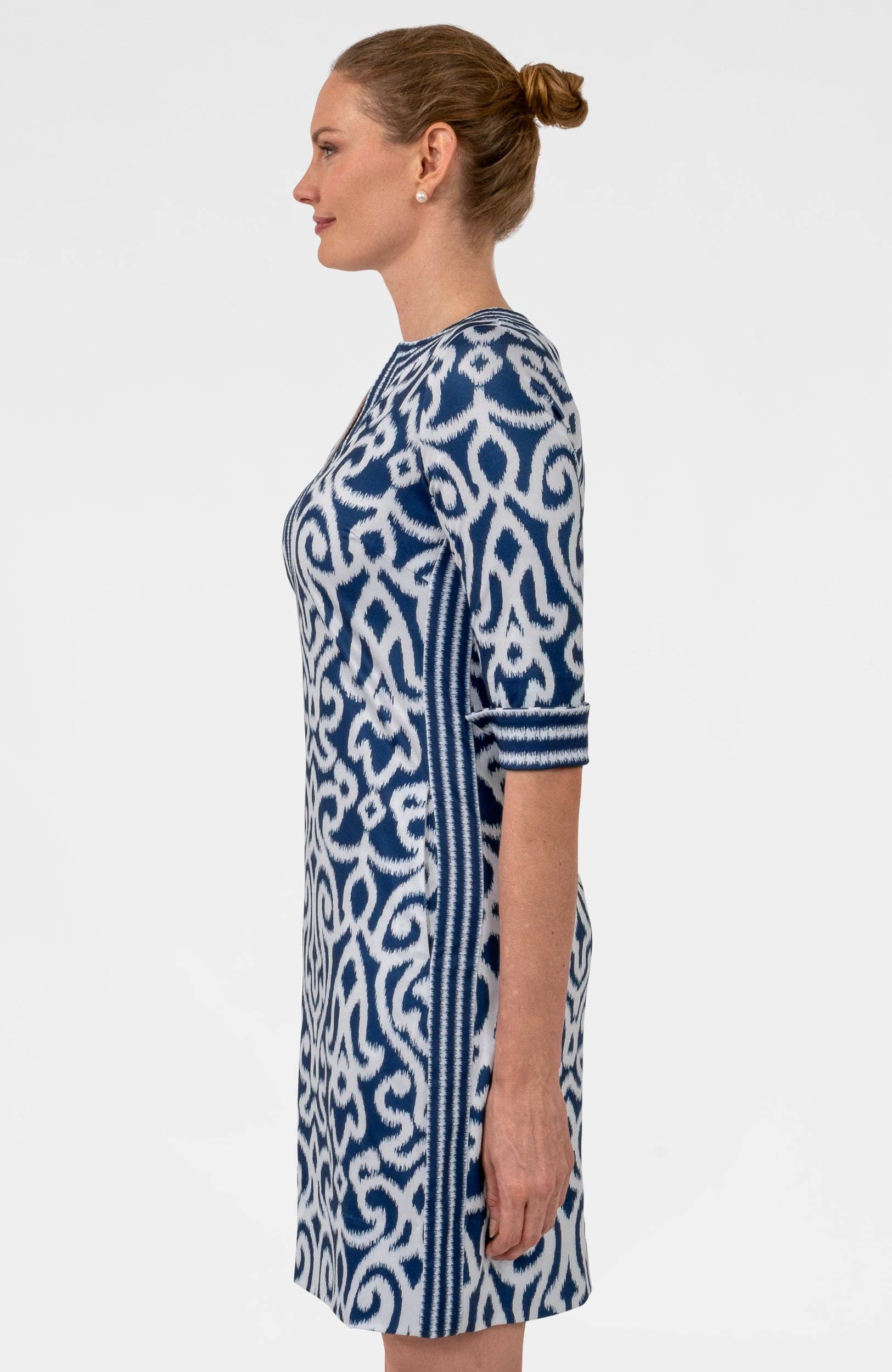 Split Neck Dress- Arabesque