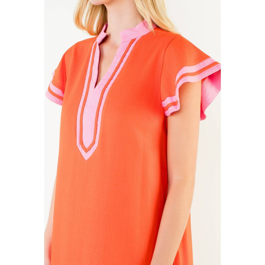 Flutter Sleeve V-Neck Dress