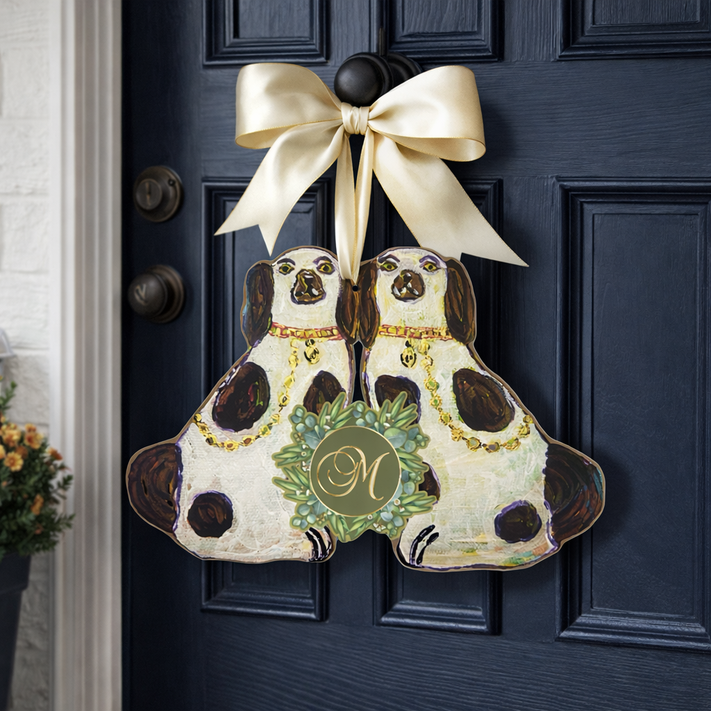 LARGE Designer To-Be Personalized Staffie Dogs Door Hanger