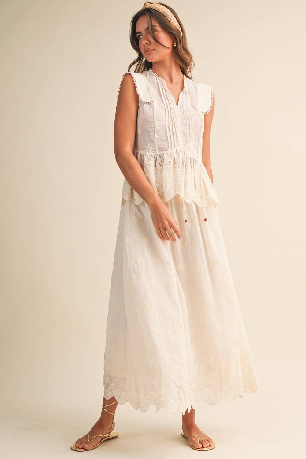 IST6153 EMBO  SCALLOP TOP AND SKIRTS SET