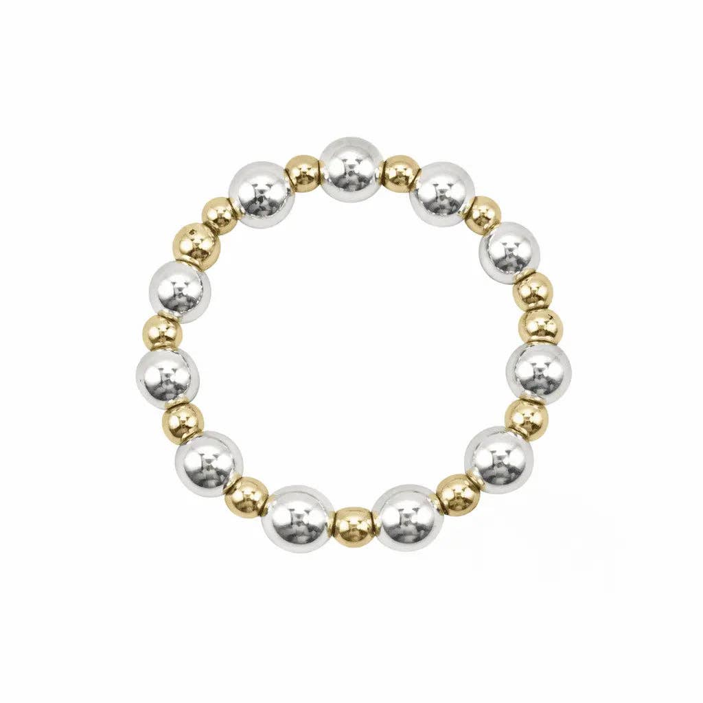 Sterling Silver 4mm and Gold filled 2mm beaded Waterproof Stretch Ring
