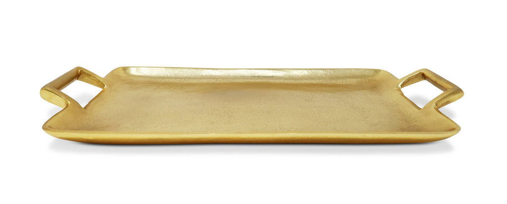 Gold Rectangle Serving Tray with Handles