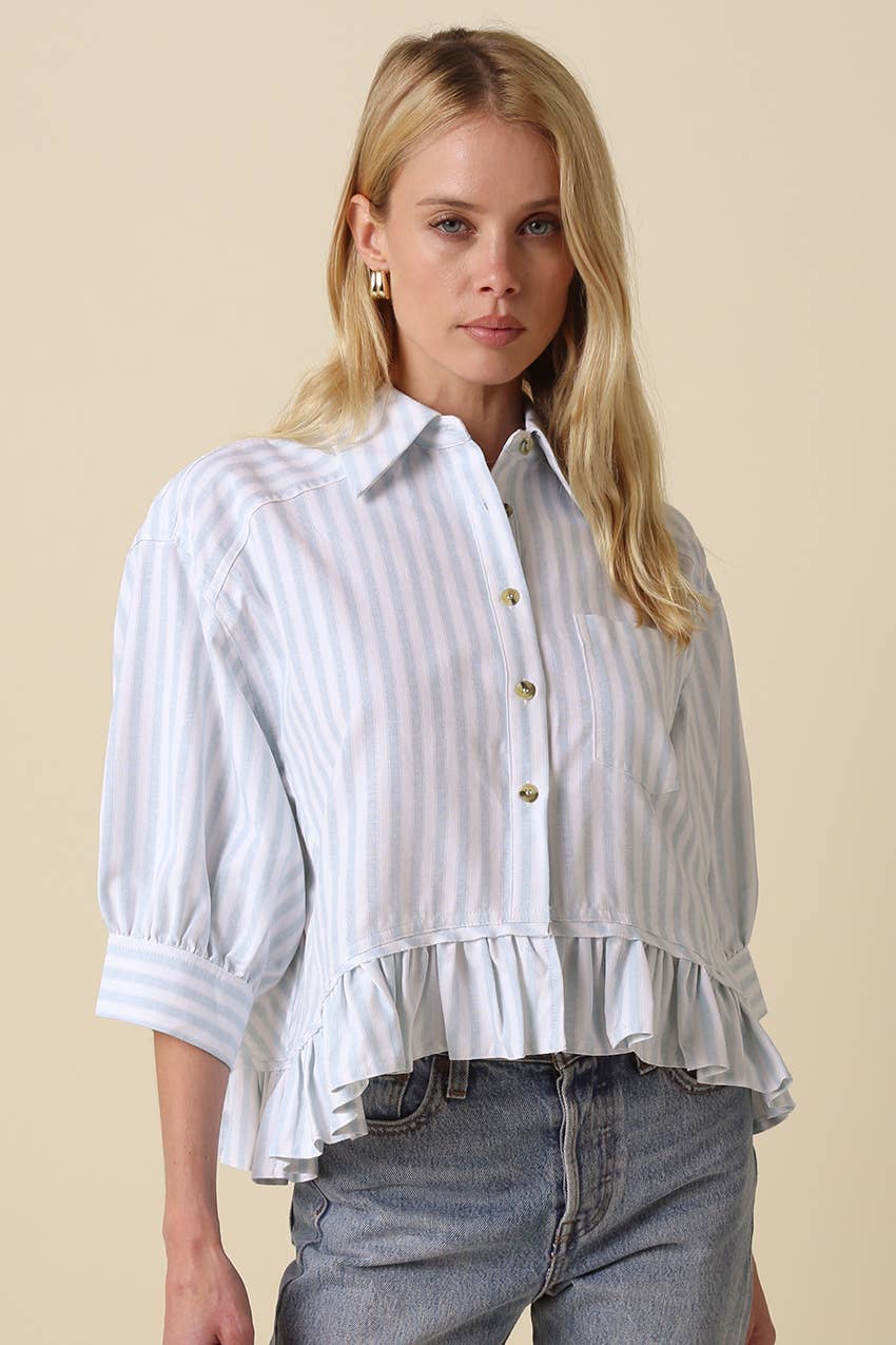 Mattie Striped Ruffle Hem Top