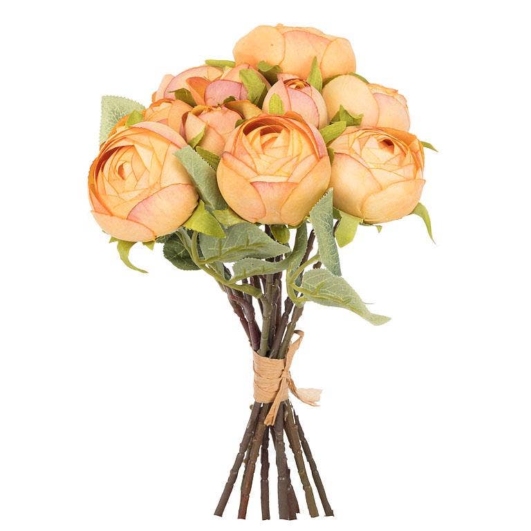 Peony Bud Bouquet-Ylw-10"H