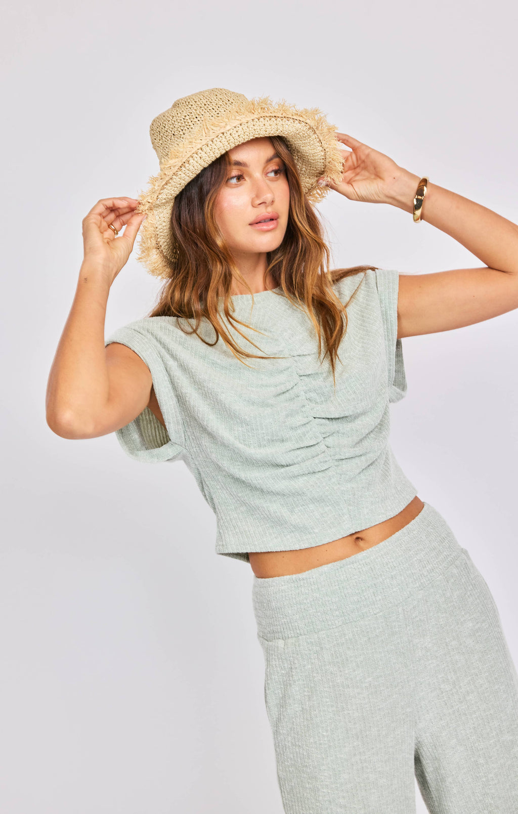 Laguna Ruched Top:LIGHT SAGE