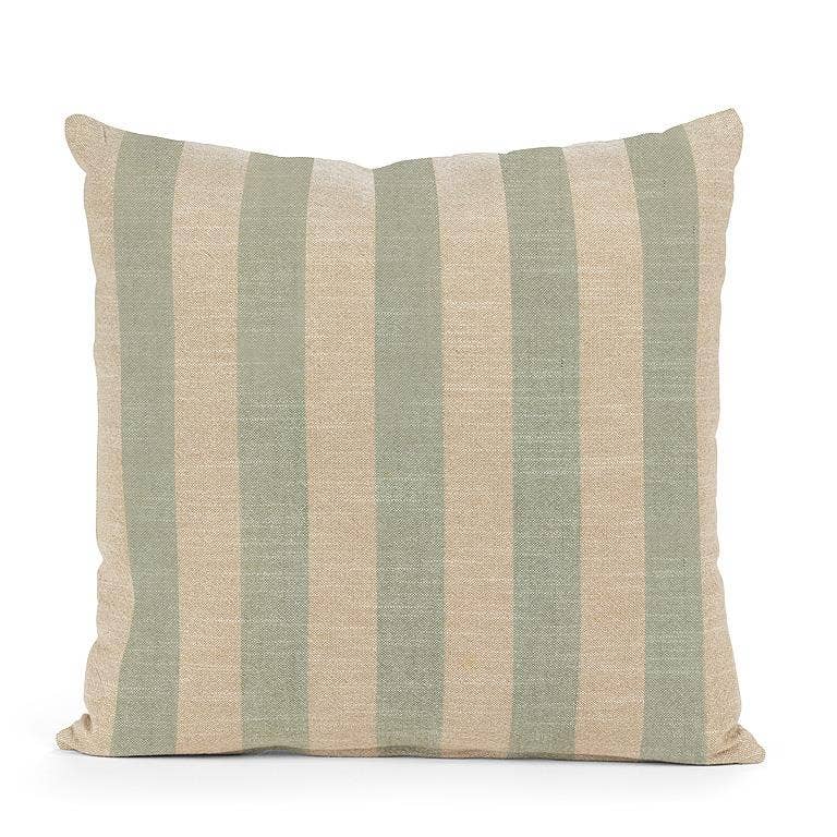 Wide Stripe Cushion-Natural/Green-18"Square
