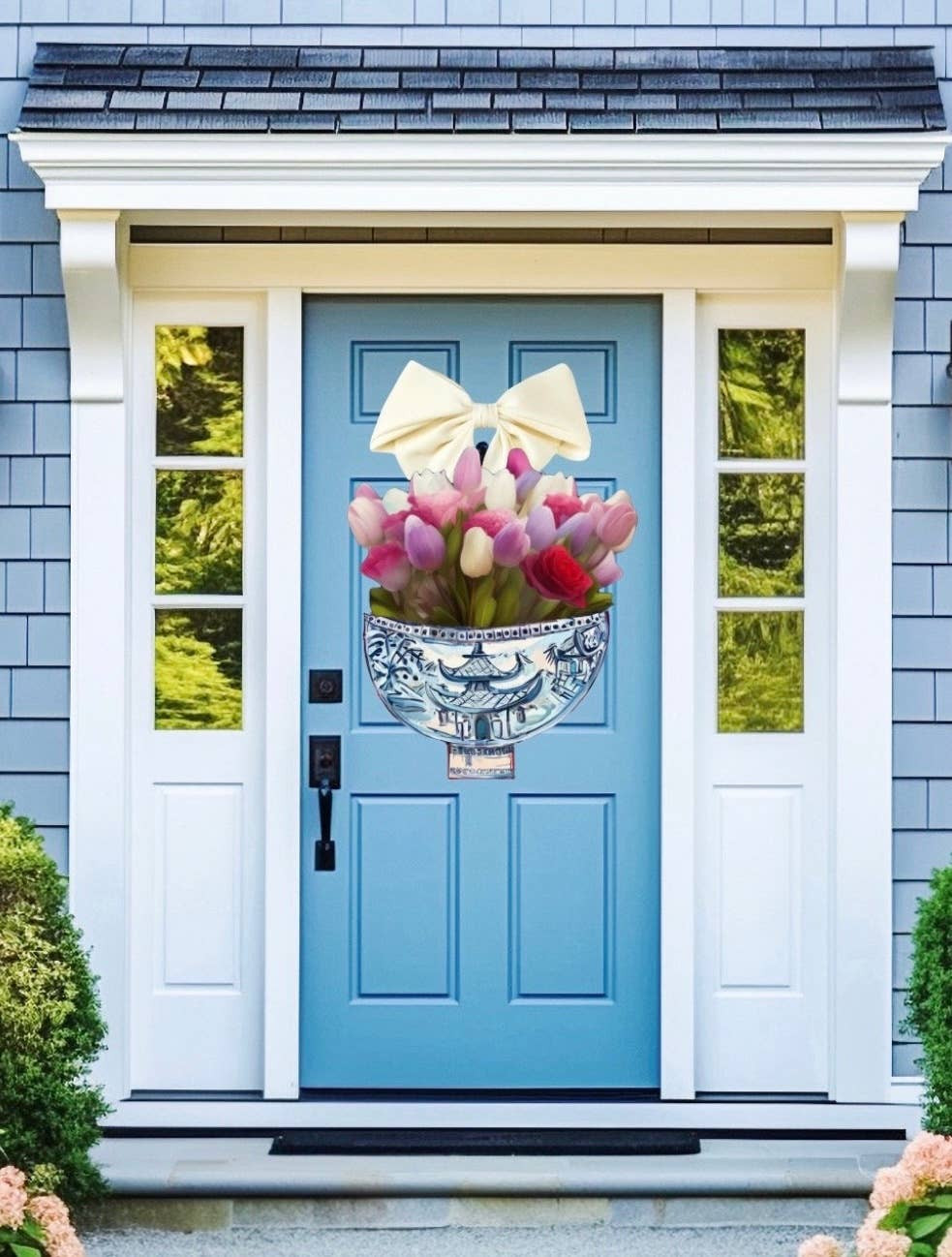 LARGE Designer Floral Tulips in Ginger Jar Door Hanger