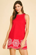 FLORAL EMBROIDERED MINI DRESS - 6545D
