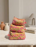 Floral print Quilted Cotton Toiletry Bag Set