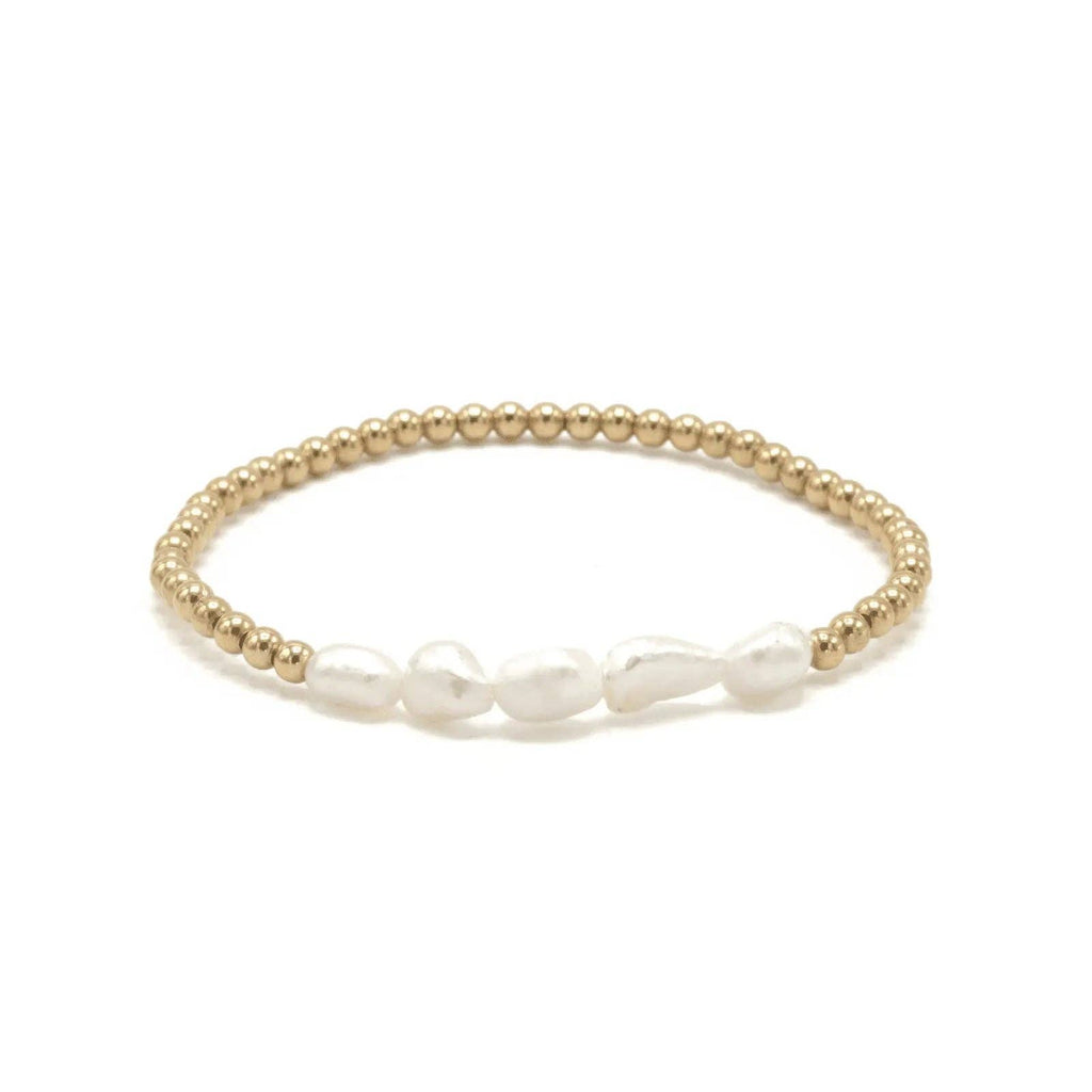 Baroque Row Pearl Bracelet in 14k Gold-Filled
