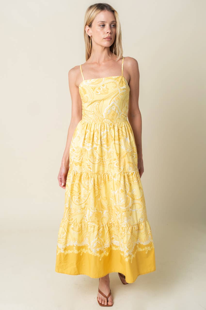 Daphne Yellow Tiered Maxi Dress