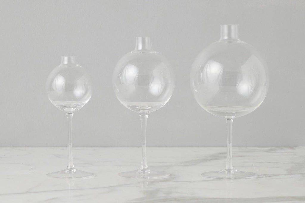 Clear Wine Glass Shaped Flower Vase, Large