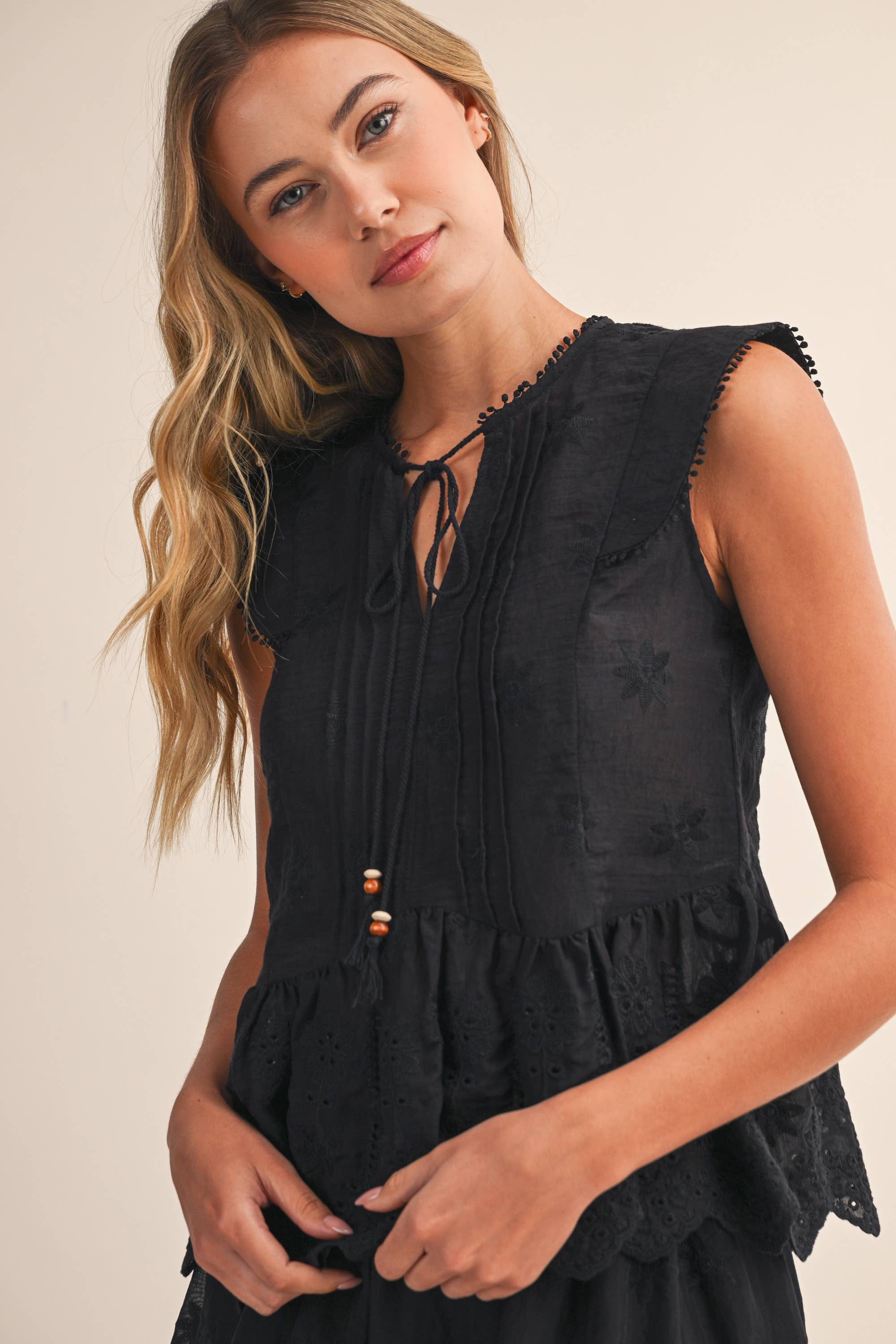 IST6153 EMBO  SCALLOP TOP AND SKIRTS SET