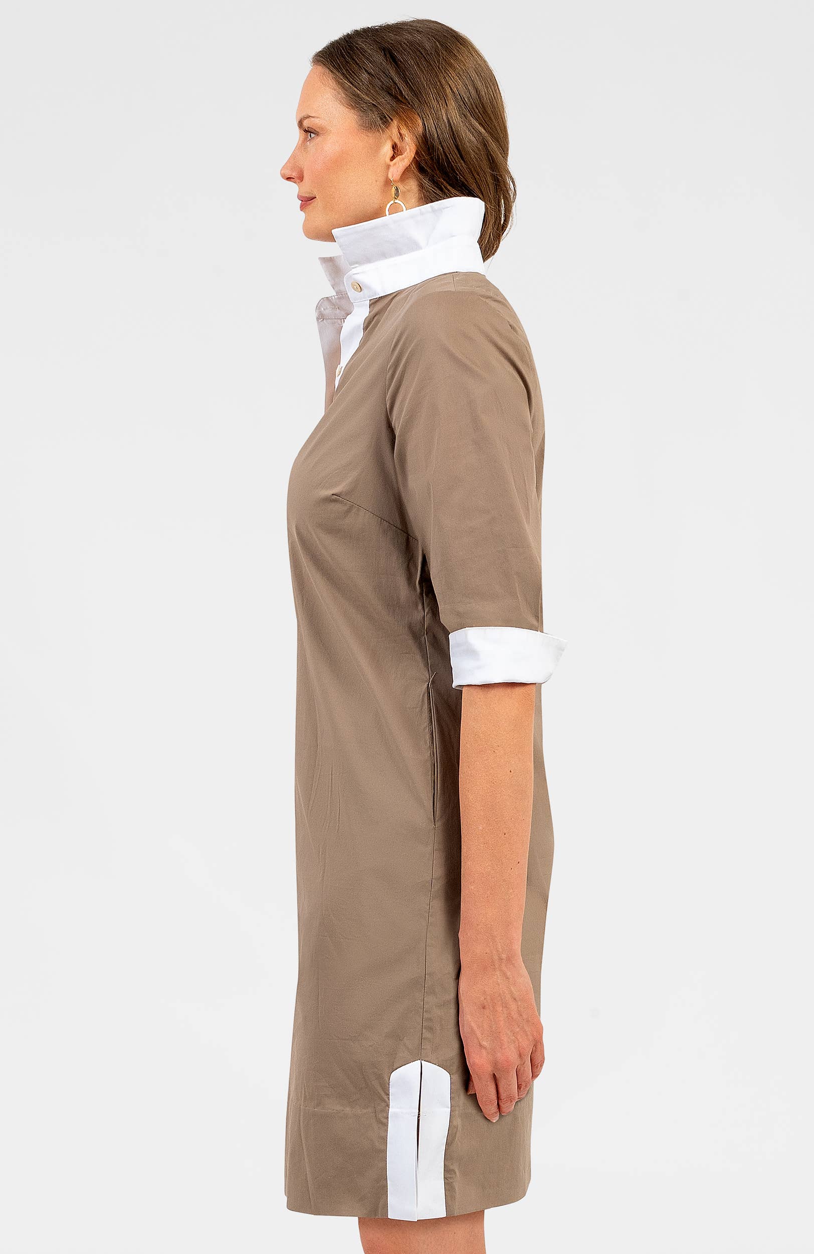 Cotton Shirt Tail Dress. - Solid