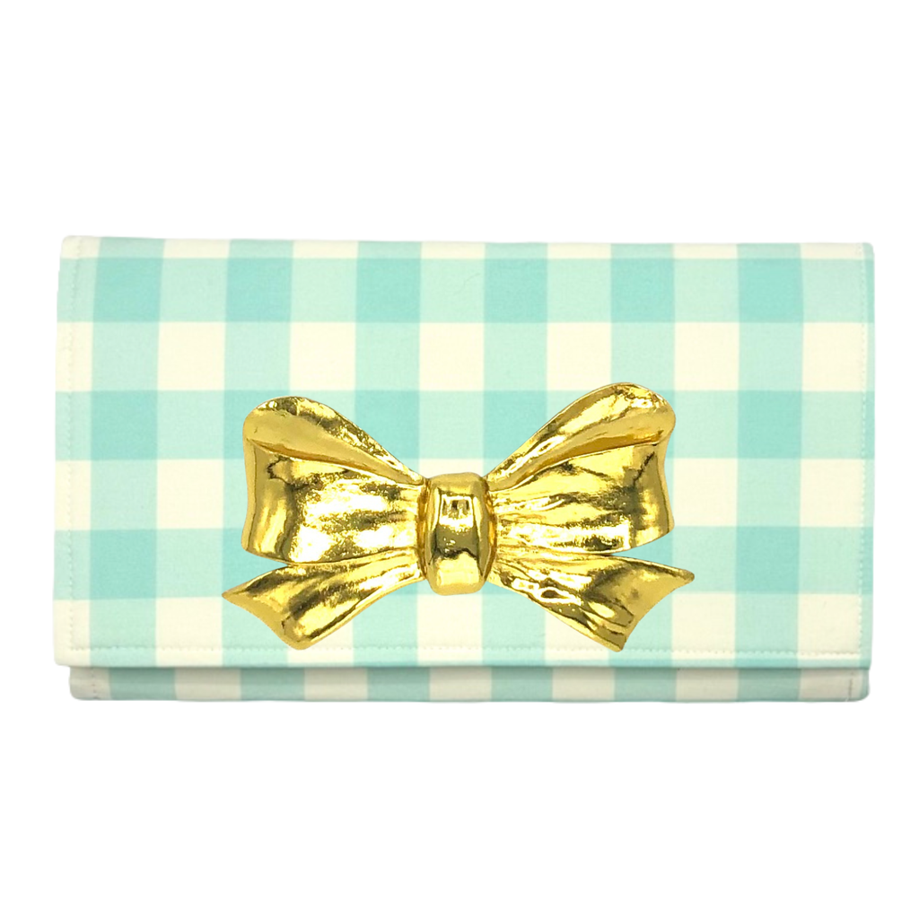 Blue and White Buffalo Check Clutch