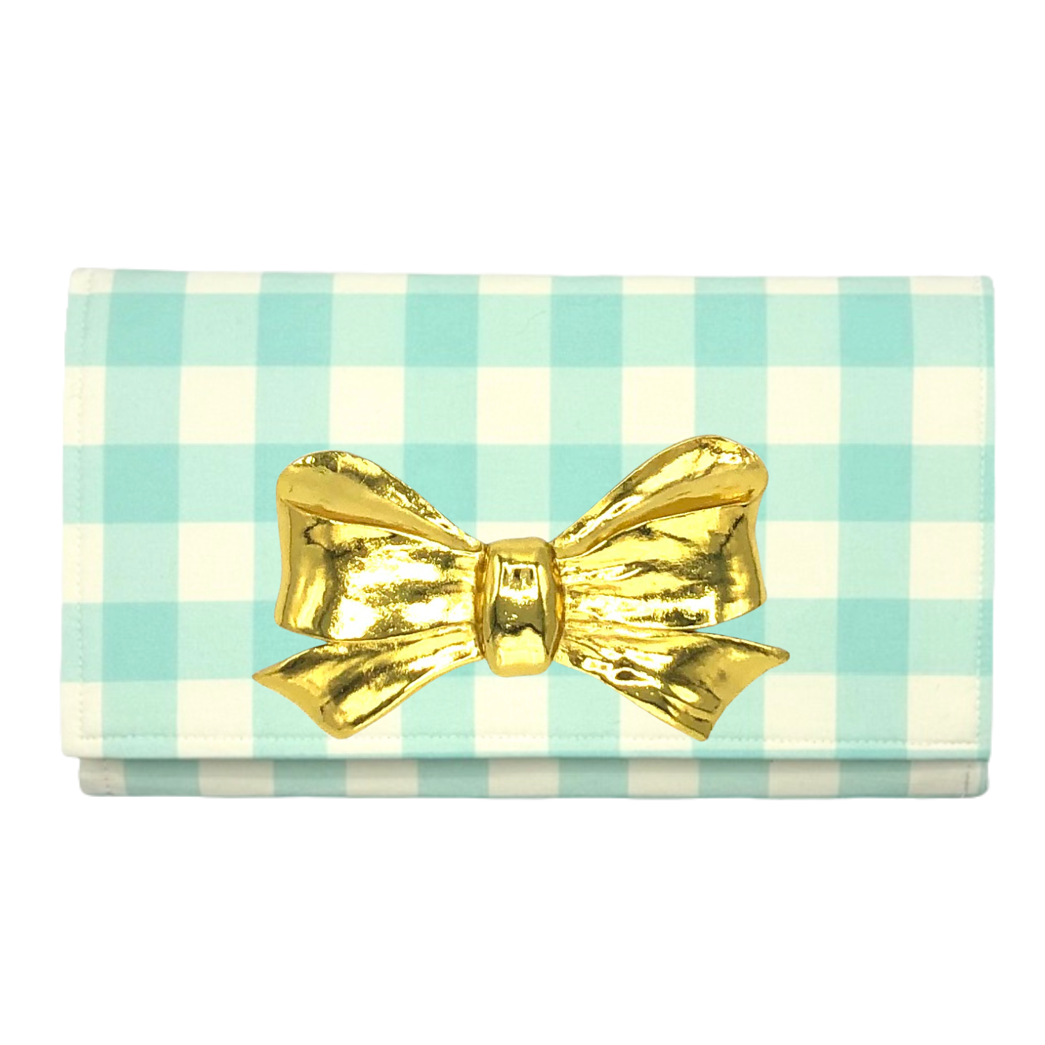 Blue and White Buffalo Check Clutch